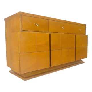 American Mid Century Modern Light Birch 9 Drawers 63” Long Dresser MINT For Sale