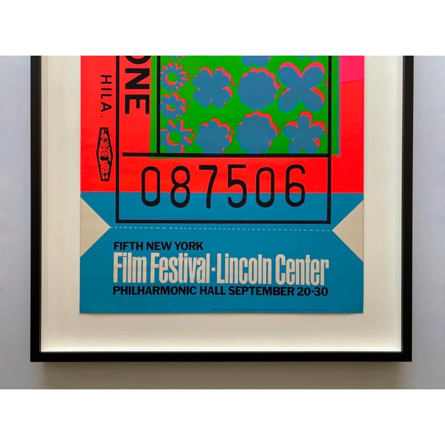 Andy Warhol Andy Warhol Vintage 1967 Mid Century Modern Silkscreen Print " Fifth New York Film Festival " Framed Extra Large Iconic Pop Art Poster For Sale - Image 4 of 18