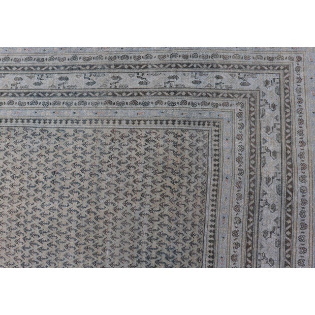 Minimalist Design Antique Persian Tabriz Rug in All-Over Design in Faded Colors 10'2 X 13'5 For Sale - Image 9 of 14