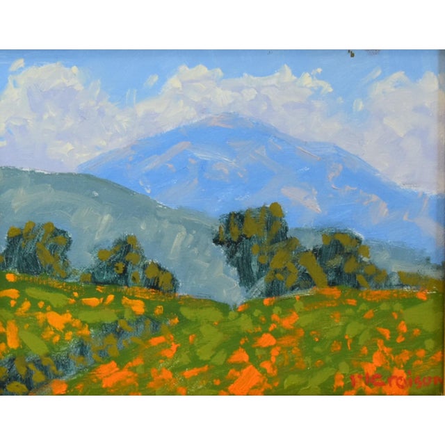 Cabin Marc A. Graison California Landscape "Rolling Hills" Painting Including the Antiqued Gold Wood Frame For Sale - Image 3 of 5