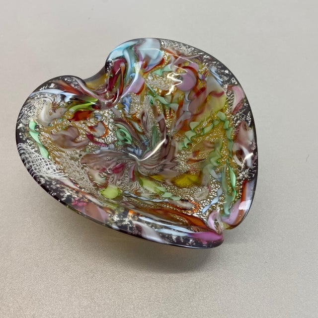 Multicolor Murano Glass Bowl Gold Flakes Shell Ashtray from Dino Martens, Italy, 1960s For Sale - Image 9 of 18