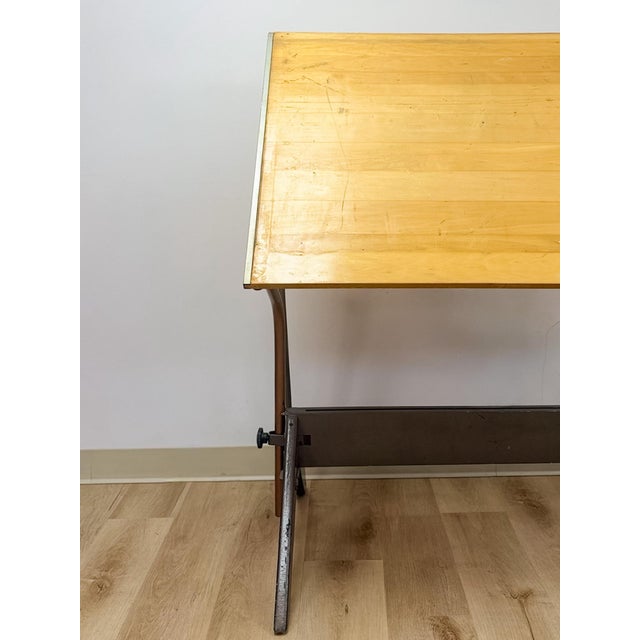 Vintage Drafting Table Pivot Tilt Blonde Wood Artist Architect MCM For Sale - Image 11 of 14