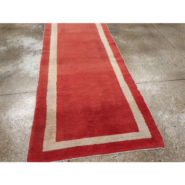 Raspberry Red Galerie Shabab Collection Mid-20th Century Turkish Oushak Runner For Sale - Image 8 of 10
