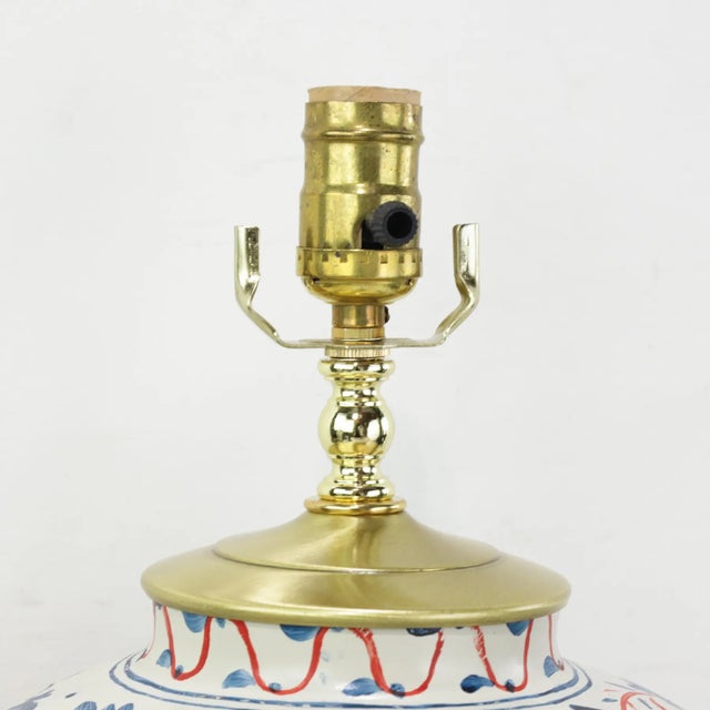 Vintage Brunschwig & Fils Cadiz Table Lamps - Blue and Cream Ceramic With Boar and Deer Motif - a Pair For Sale In New York - Image 6 of 14