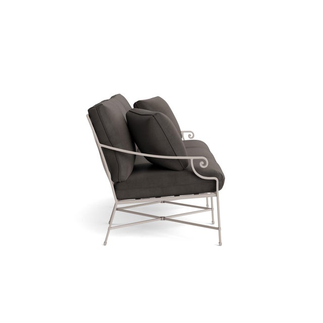 Contemporary Brown Jordan Venetian Sofa, Dove frame with Fusion Charcoal fabric For Sale - Image 3 of 11
