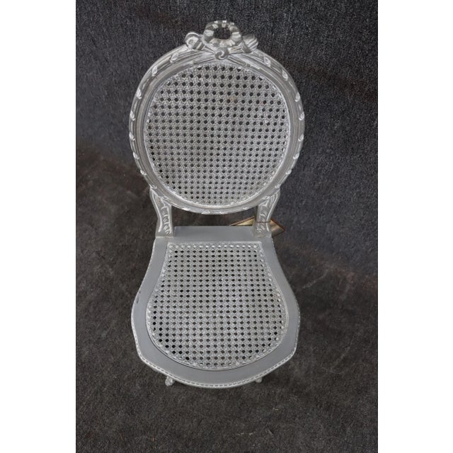 French Louis XV Style Cane Vanity Chair For Sale - Image 3 of 10