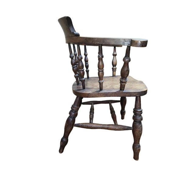 English 1906 English Oak Smokers Bow Armchair by Joynson Holland & Co. For Sale - Image 3 of 8