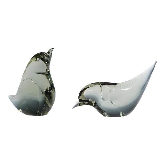 Pair of Art Glass Birds Designed by Livio Seguso Ca. 1970s For Sale