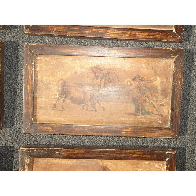 Set Six 7"x12 Collage Antique Rustic Spanish Style Pictures of Bullfighters & Matadors For Sale - Image 14 of 18