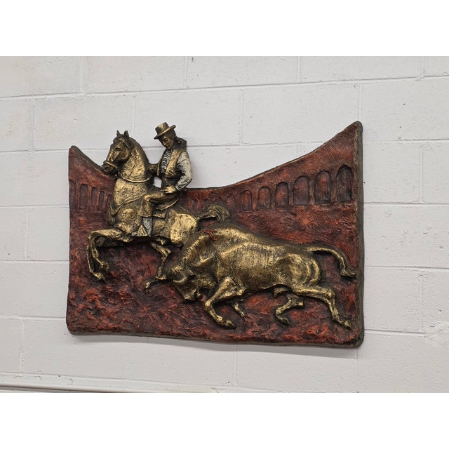 1960s Mid Century Sculpted Fiberglass Bull Fighter Wall Sculpture For Sale - Image 4 of 5