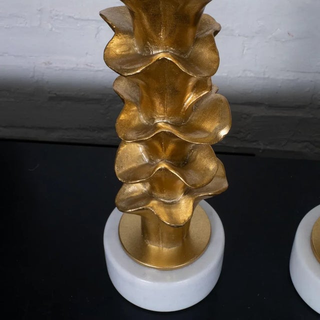 Golden Organic Form Composition Table Lamps - a Pair For Sale In New York - Image 6 of 9
