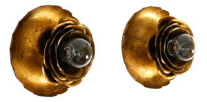 Gilt Water Lily Wall Lamps from Banci Firenze, Italy, 1960s, Set of 2