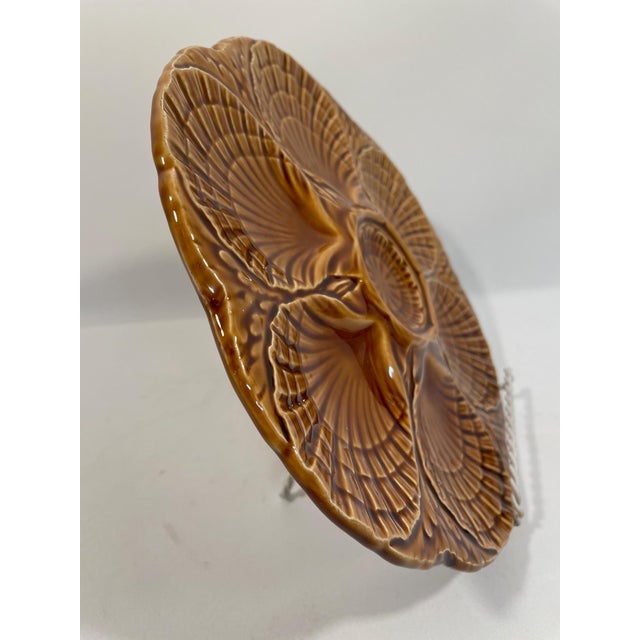 Ceramic 1920s French Sarreguemines Gold Majolica Oyster Plate For Sale - Image 7 of 11