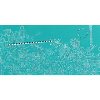 "The Maze" Contemporary Minimalist Painting with Symbols and Shapes by R. Hunt For Sale