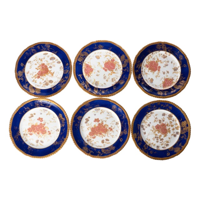Late 19th Century William Alsager Adderley & Co. Dinner Transferware Plates - Set of 6 For Sale