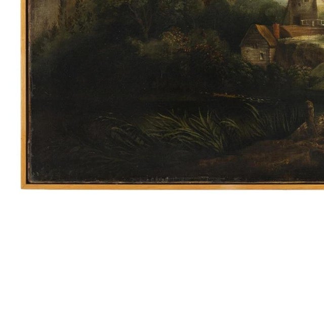 Rustic Landscape with Windmill, 19th Century, Oil on Canvas For Sale - Image 3 of 6