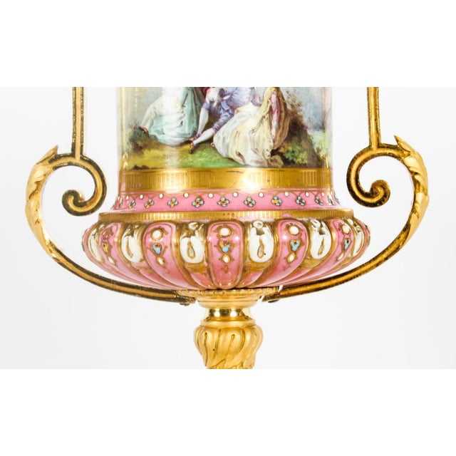 19th Century French Ormolu Mounted Pink Sevres Lidded Vases, Set of 2 For Sale - Image 5 of 18