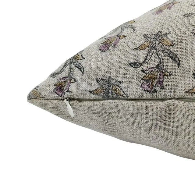 Rustic Fabdivine Handcrafted Cushion Cover 20x20 Inch Vintage Floral Block Print- Coastal Tulip For Sale - Image 3 of 5