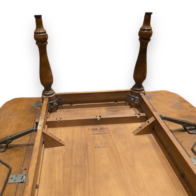 Professionally Refinished Large Ethan Allen Solid Maple Drop Leaf Coffee Table, C. 1970s For Sale - Image 9 of 12