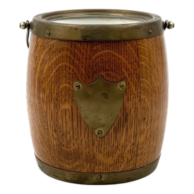 Mid-Century Modern Brown Oak Ice Bucket, 1960s For Sale