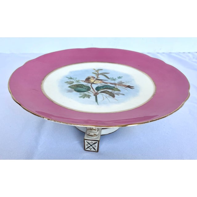 Antique Late 1800s Old Paris Porcelain Cake Stand With Gilded Koi Fish Pedestal Base For Sale - Image 11 of 13