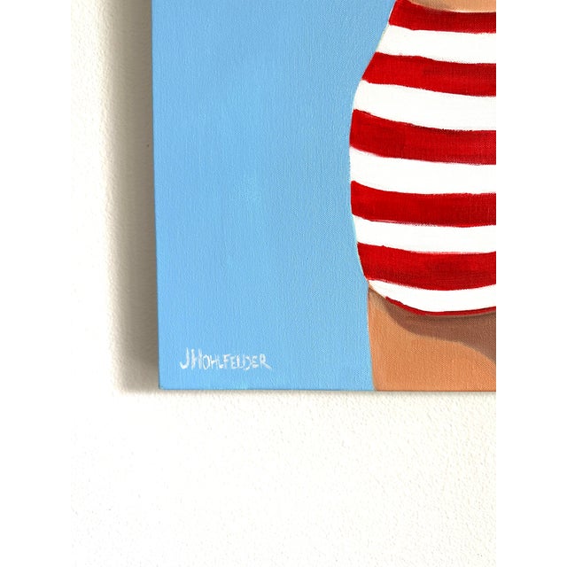 Textile "Sailor" Modern Original Oil Painting, by Jennifer Hohlfelder For Sale - Image 7 of 8