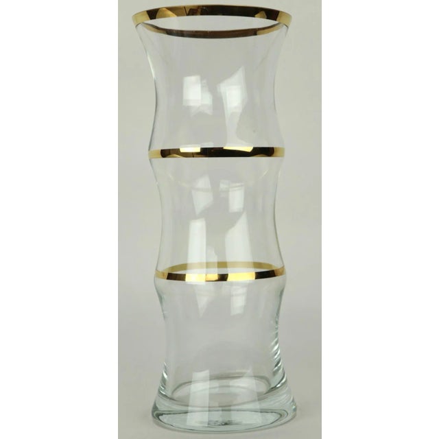 1960s Chic Faux Bamboo Glass Vase With Gold Trim Chairish