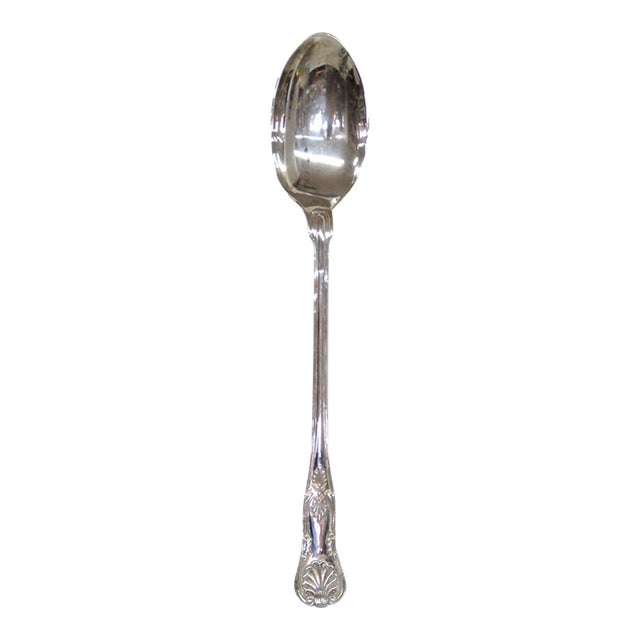 Mid 20th Century Towle Silversmiths Silverplated Large Serving Spoon Scrollwork Shell Motif For Sale