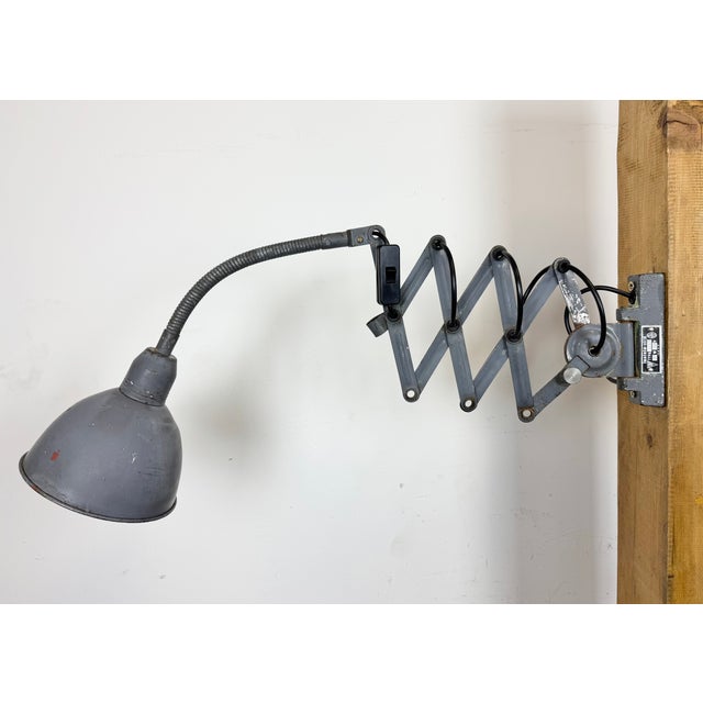 Gray Industrial Gooseneck Scissor Wall Lamp from Elektroinstala, 1960s For Sale - Image 8 of 18