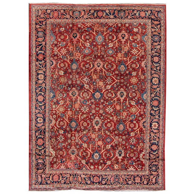 Textile 20th Century Antique Mahal Wool Rug For Sale - Image 7 of 7
