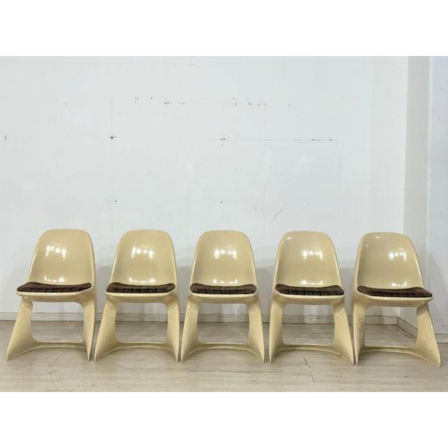 Plastic Vintage Space Age Casalino Dining Chairs from Casala, 1970s, Set of 5 For Sale - Image 7 of 10