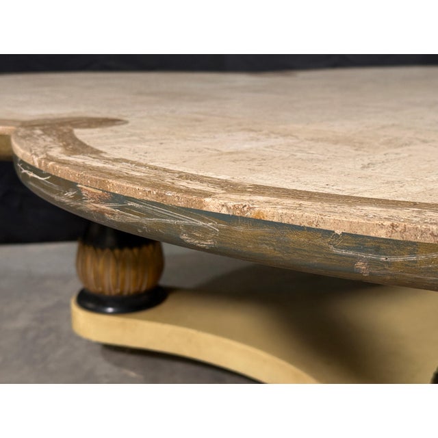 Maurice Bailey for Monteverdi Young Tessellated Travertine Trefoil Coffee Table c.1970s For Sale - Image 13 of 14