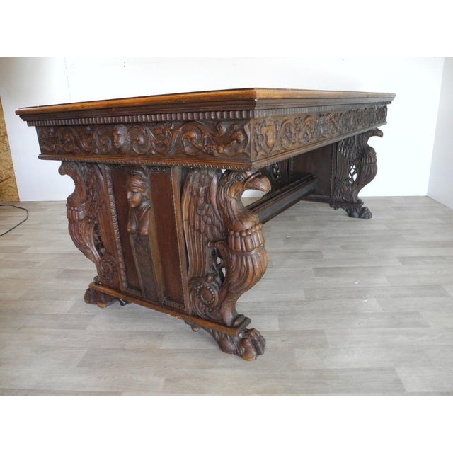 Vintage Art Deco Eagle Ornate Desk, 1920s For Sale - Image 12 of 18