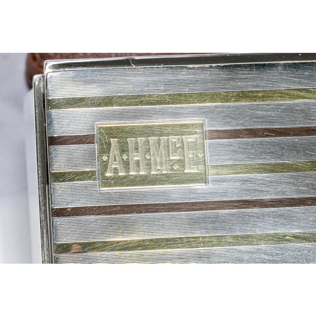 1920s Stunning High Quality Antique Art Deco Gold and Sterling Silver Trinket Jewelry Cigarette Box Home Decor For Sale - Image 5 of 14