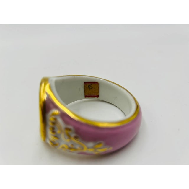 Late 19th Century Unique Antique Old Paris Porcelain "w" Napkin Ring For Sale - Image 5 of 7