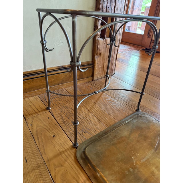 Traditional Early 20th Century Brass and Iron Tray Top Neoclassical Side Table For Sale - Image 3 of 5