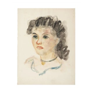 Alkis Matheos, Woman's Profile, Original Mixed Media on Paper, 20th Century For Sale