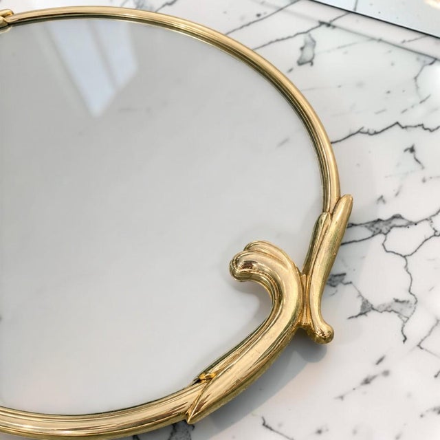 Mid-Century Italian Design Gold Oval Wall Mirror For Sale In Miami - Image 6 of 7