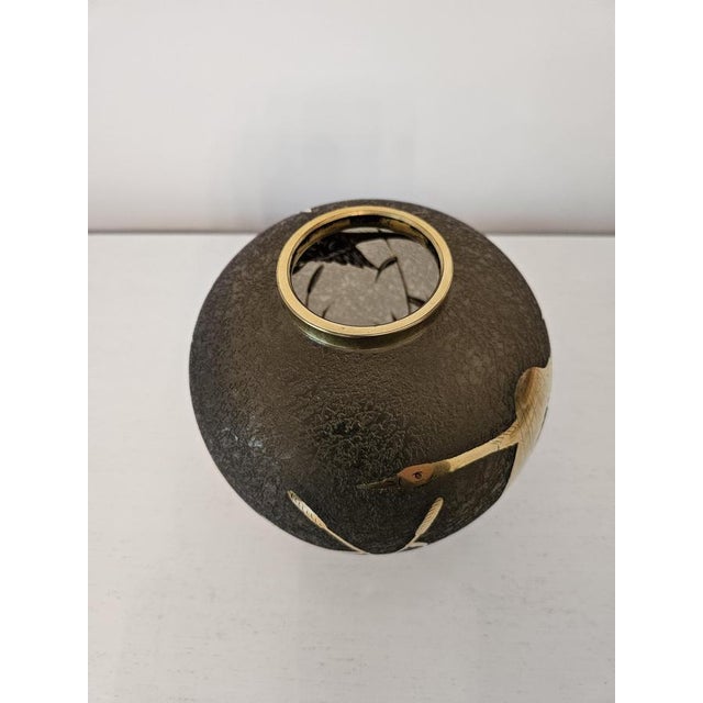 Glass Vase in Gilded Etched Glass by Alfred Taube, Germany, 1960s For Sale - Image 7 of 12