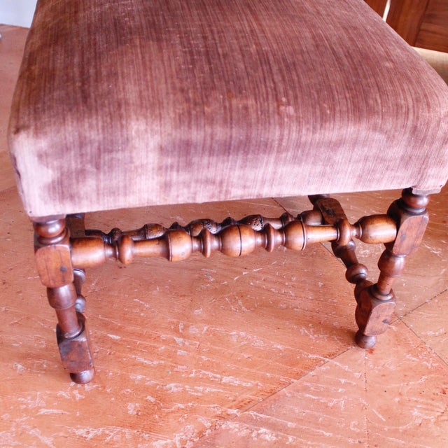 French Provincial Continental Baroque Walnut Stretcher Base Dining Chairs-Set of Six For Sale - Image 3 of 12
