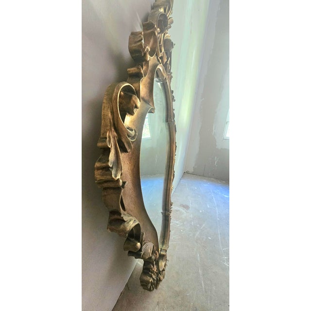 Wood Vintage French Provincial Gilt Wood Wall Mirror For Sale - Image 7 of 10