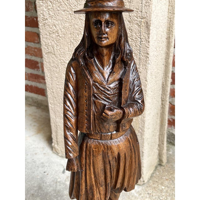 French Provincial Antique French Pedestal Plant Stand Display Breton Brittany Carved Oak Baluster For Sale - Image 3 of 13