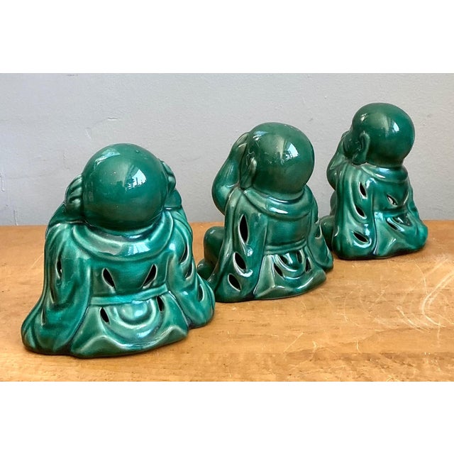 Vintage Ceramic Buddha Figurines - Set of 3 For Sale - Image 4 of 15