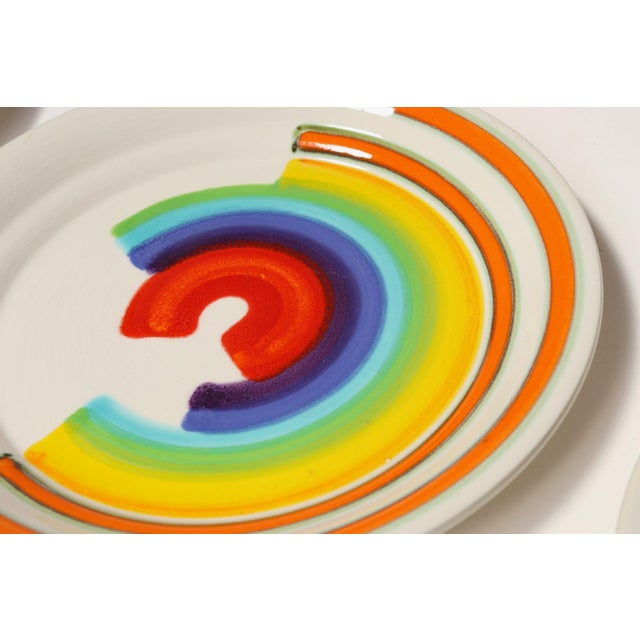 Set of Eight Italian Porcelain Salad and Dinner "Rainbow" Plates by Mancer For Sale - Image 14 of 16