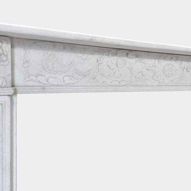English Regency Carved Statuary White Marble Fireplace Mantel, 1820s For Sale - Image 6 of 10