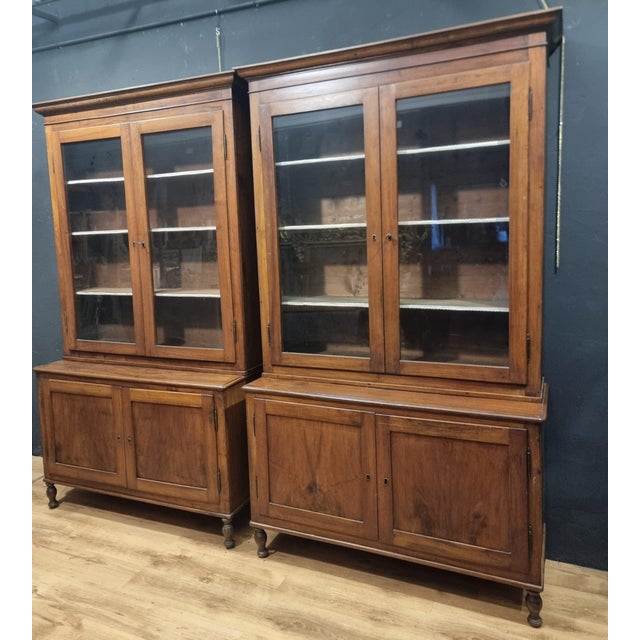 Mid 19th Century Vintage Walnut Bookcases, 1840, Set of 2 For Sale - Image 5 of 12