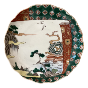 Antique Meiji Period Japanese Porcelain Imari Charger Overglazed Enamel