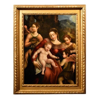 School of Antonio Allegri / Il Correggio, Madonna and Child, 1580, Oil on Board For Sale