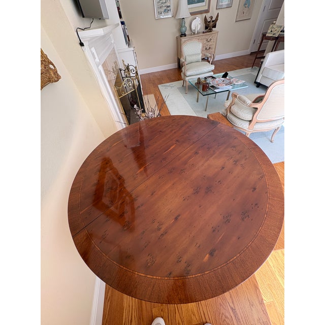Traditional 1980s Henredon 45 Inch Round Table With One Leaf For Sale - Image 3 of 3
