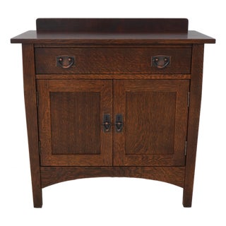 Stickley Mission Oak 1 Drawer Console Server Cabinet For Sale